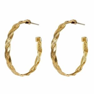 Gas Bijoux's Gold Tone Brass Braided Hoop Earrings
